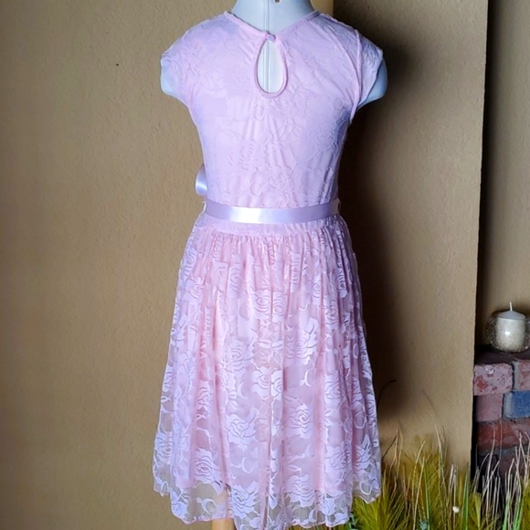 Pink & Violet Pink Lace Overlay Dress GIRLS SIZE: 12 - Picture 7 of 9